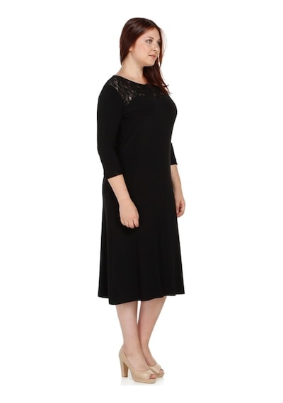 Nidya Moda Büyük Beden Kombinlielbise-4078Ds Siyah