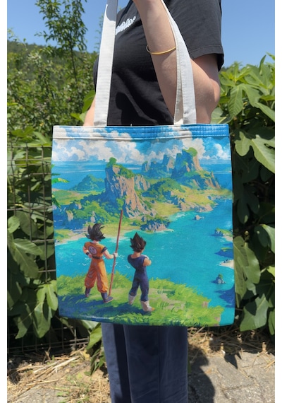 Zipzap Dragon Ball V2 Yazlık Kışlık Çift Taraflı Kanvas Baskı Bez Çanta Anime Çantası