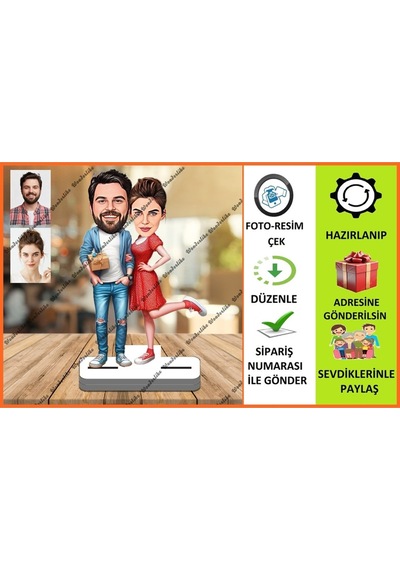 Çift Aile Karikatür Biblo,sevgiliye Hediye,doğum Günü Hediyesi