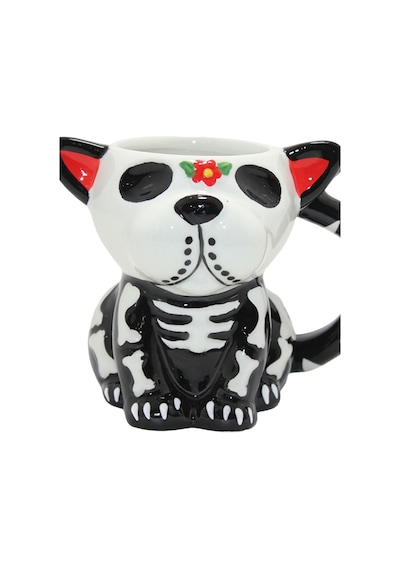 Dekoratif Ev Ofis Day Of The Dead Köpek Figürlü 3d Kabartmalı Porselen Kupa Seramik Şirin Kupa Çok Renkli