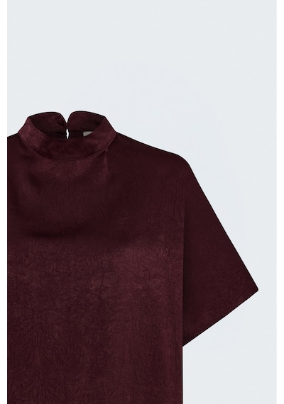 Sateen Yarasa Kol Bluz - Bordo-137848