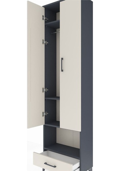 Arges Dolap 4 Raflı Tek Çekmeceli Tek Askılı 60x30x221 Antrasit-aytaşı Antrasit