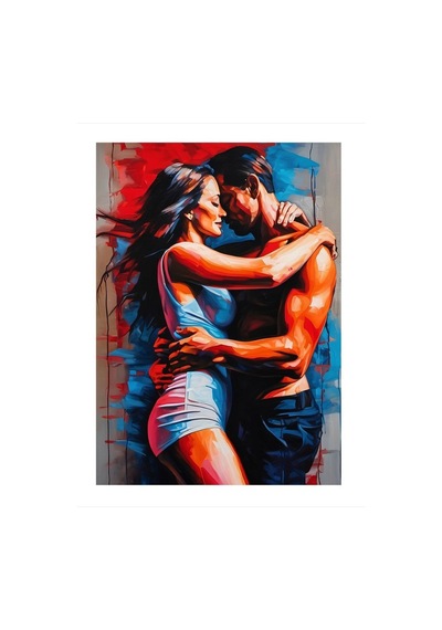 Yağlıboya Aşk Temalı Hediyelik Ahşap Tablo 35cm X50cm