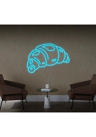 Kruvasan Şekilli Neon Tabela Turkuaz