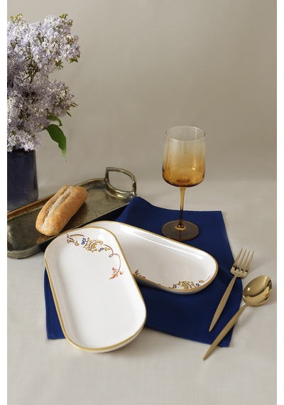 Keramika Bronze Bloom Noyan Kayık Tabak 26 Cm 2 Adet 22926 Krem