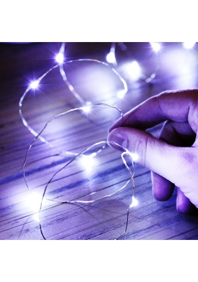 7 Metre Yılbaşı Ağacı Işığı Beyaz Pilli Işık Pilli Beyaz Led Işık Beyaz Noel Işığı Yılbaşı Işığı Beyaz