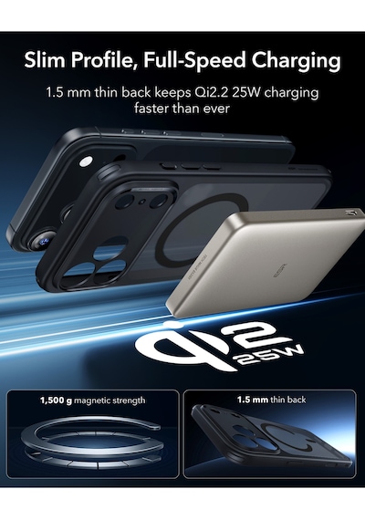 Esr Apple Uyumlu iPhone 17 Pro Kamera Kontrollü Manyetik Hibrit Kılıf buzlu Siyah Buzlu