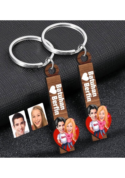 Bk Gift Kişiye Özel Sevgili Temalı 2 Li Ahşap Anahtarlık, Sevgiliye Hediye,doğum Günü Hediyesi, Sevgililer Günü Hediyesi-6
