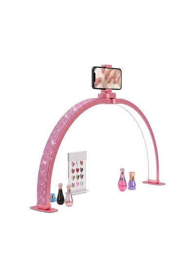 Trled F-700a 70cm Pembe Elmas Desenli Katlanabilir Masaüstü Manikür Ve Protez Tırnak Lambası Beyaz - Beyaz Işık