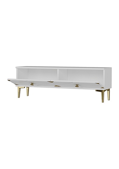 Tsa1297bg - Alfa Tsa120 Tv Stand, Tv Sehpası, Tv Ünitesi Beyaz - Gold 120cm