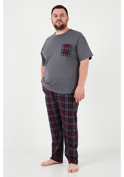Buratti Pamuklu Regular Fit Büyük Beden Erkek Pijama Takımı 6572002B Antrasit