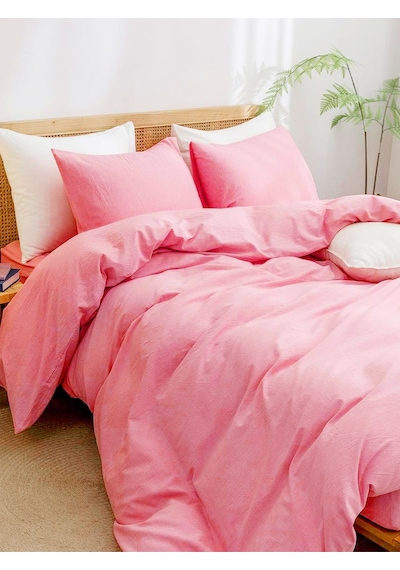 Caqqa Candy Pembe Tek Kişilik Çarşafı Lastikli Pamuk Nevresim Takımı