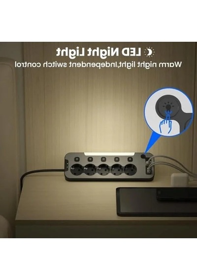 5'li Işıklı Akım Korumalı Priz, 2 Metre Kablo Ve Usb Girişleri İle 0