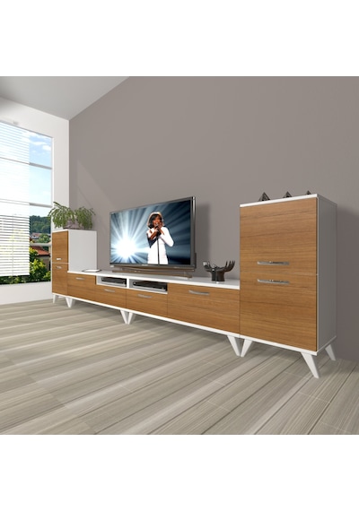 Decoraktiv Eko 9220 Mdf Retro Tv Ünitesi Tv Sehpası Beyaz - Ceviz