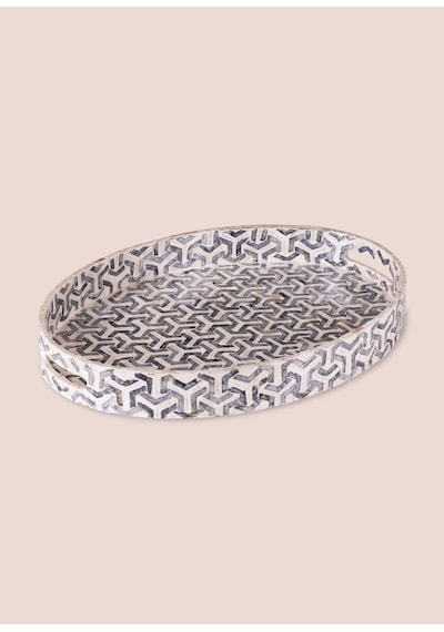The Mia Sedef Oval Tepsi 45x33x6cm Tlc0095 Lacivert