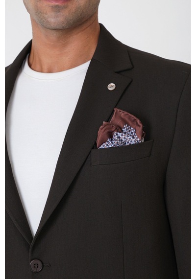 Comfort Fit Esnek Pamuklu Torba Cep Kahverengi Blazer Ceket C 743