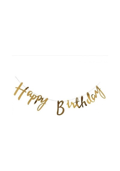 Happy Birthday Kaligrafi Banner Gold
