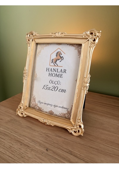 Klasik Barok Dikdörtgen Fotoğraf Çerçevesi Parlak & Eskitme Altın 15x20 Cm