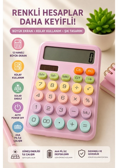 Karuida Hesap Makinesi Solar Çocuklar İçin Mor Renk - 899894277 Diğer