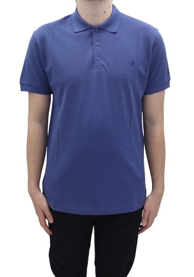 Santa Dmctekstil Erkek Dior Düz Spor Kesim Dar Kalıp Cepsiz Polo Yaka T-shirt Indigo