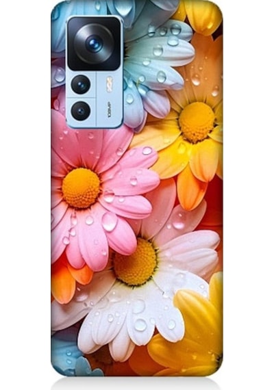 Xiaomi Mi 12t Uyumlu Renkli Çiçekler Damlacık Desenli Silikon Kılıf