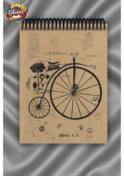 Üstten Spiralli 100 Yaprak Çizgili Orta Boy Sert Kapak Bloknot Defter Kraft Kağıt 16x23 Cm