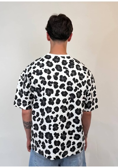 Zaee Urban Leopar Oversize Tişört Beyaz