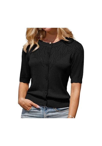 Youknitwear You Wanda %100 Pamuk Triko Hırka Siyah