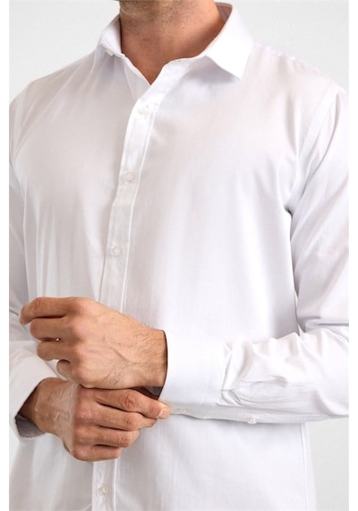 Süvari Beyaz Slim Klasik Yaka Düz Casual Gömlek Sgm1008400022-bey