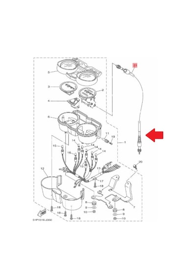 Yamaha Ybr 125 Or.  Km Teli 3D9-H3550-02