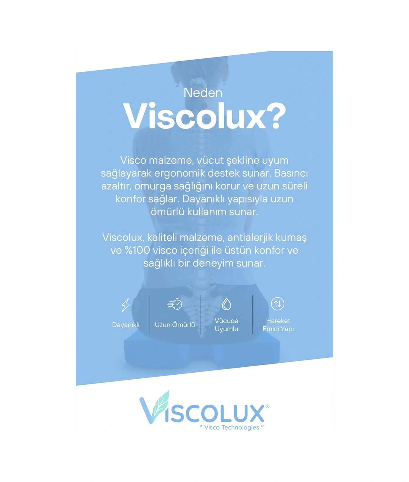 Coccyx Ortopedik Oturma Minderi - Visco Kuyruk Sokumu Minderi Hemeroid Siyah 44x36x9,5