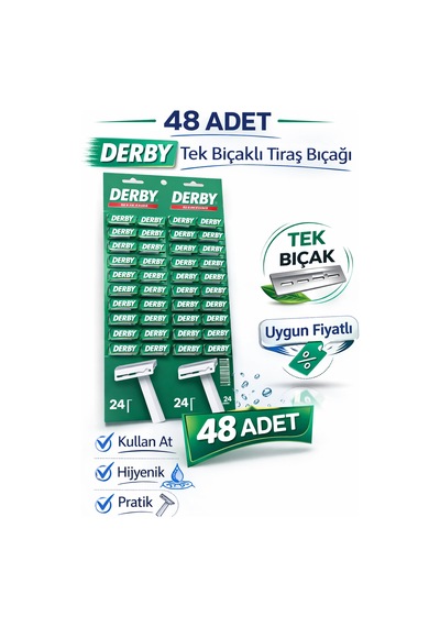 Derby Tek Bıçaklı Tıraş Bıçağı Paket Seçenekleri 48 Adet