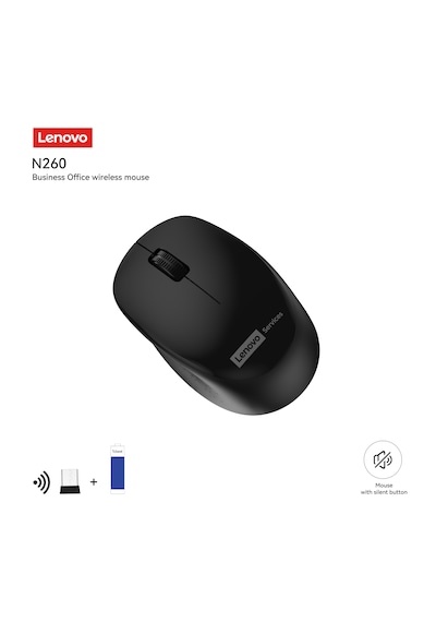 N260 Sessiz Kablosuz Mouse Siyah Usb Alıcılı Pil Dahil 870042253
