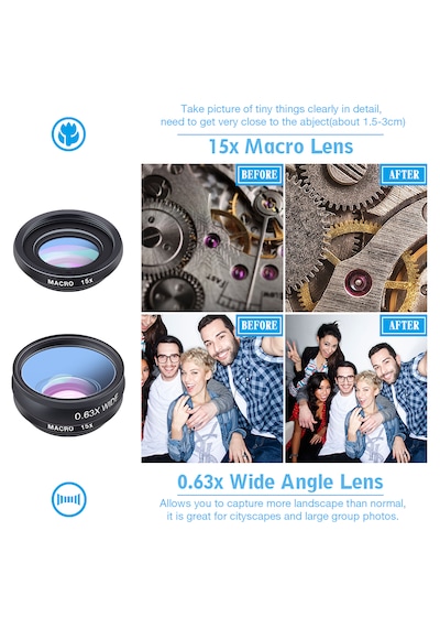 Apexel 10'u 1 Arada Telefon Lens Kiti Tanımlandığı Gibi