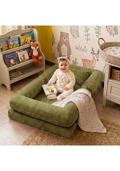 Miniwood Montessori Yatak Oyun Alanlı Bebek Yer Yatağı Sünger Çocuk Karyola 102 x 150 CM