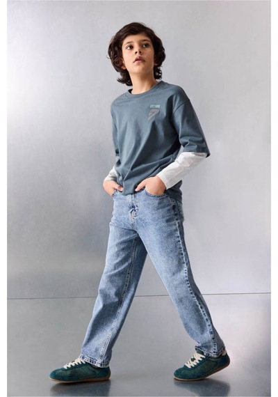 Defacto Wıde Leg Jean Pantolon Erkek Çocuk F9439a826smnm39 Mavi-nm39
