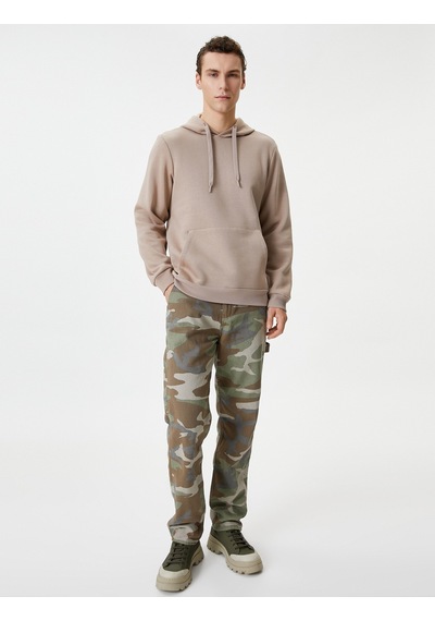 Koton Kapşonlu Sweatshirt Kanguru Cep Detaylı Uzun Kollu Kahverengi 4wam70239mk Kahverengi