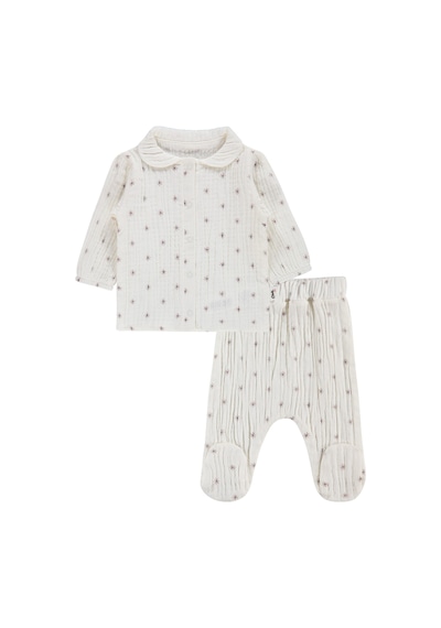 Civil Baby Yıldız Empirme 3-12 Ay Pijama Takımı - Kahverengi Acı Kahverengi