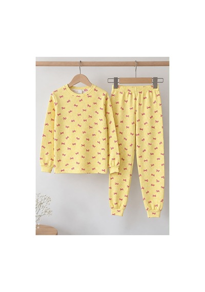 Free Beka Desenli Bisiklet Yaka %100 Pamuklu İnterlok Kumaş Kız Çocuk Uzun Kollu Pijama Takımı Sarı Free Beka Desenli Bisiklet Yaka %100 Pamuklu İnterlok Kumaş Kız Çocuk Uzun Kollu Pijama Takımı Sarı