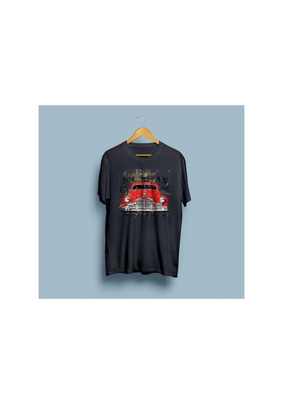 Bahriyeli Collection Oversize Vintage Classic Car Tasarım Unisex T-shirt Siyah