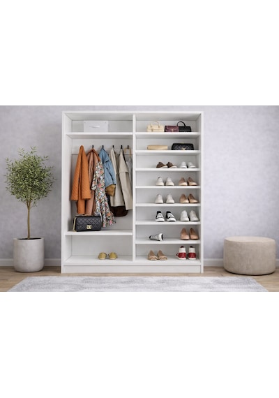 Vigor Tamamı Mdf Sürgülü Portmanto Vestiyer Ayakkabılık Beyaz 160 Cm
