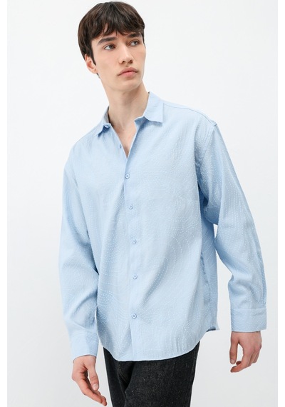 Vamos Oversize Dikiş Detaylı Gömlek Bebe Mavi