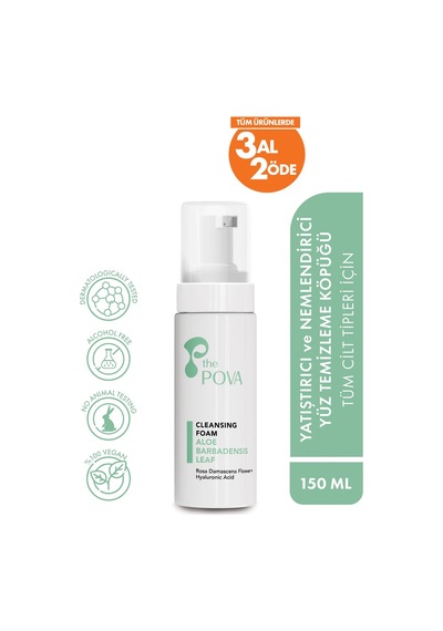The Pova Yatıştırıcı ve Nemlendirici Yüz Temizleme Köpüğü – Tüm Cilt Tipleri İçin 150 ML