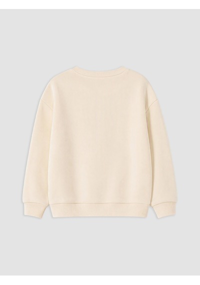 LC Waikiki Lcw Kids Ekru Baskılı Kız Çocuk Kalın Sweatshirt Cream