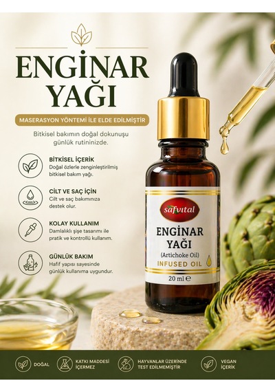 Enginar Yağı 20 Ml Maserasyon Bitkisel Bakım Yağı Cilt Ve Saç İçin Doğal Günlük Kullanım