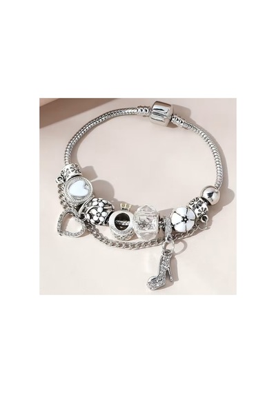 Yeni Tarz , Şık Stiletto Crystal Aşk Sevgi Charmlı Bileklik, Ahşap Kutu İçerisinde Beyaz Beyaz