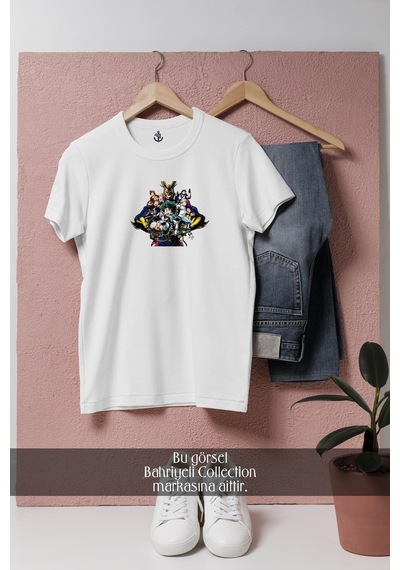 Bahriyeli Collection Oversize My Hero Academia, Vol 1 Poster Tasarımlı Unisex T-shirt Beyaz