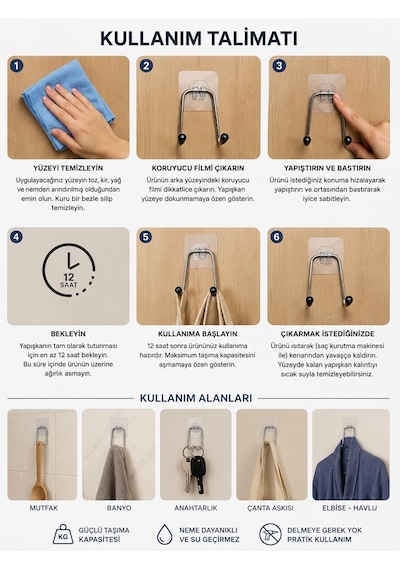 Lexroo Yapışkanlı Çelik Banyo Kancası Delme Gerektirmez Duş Lifi & Fırça Askısı - 2 Adet Çok Renkli