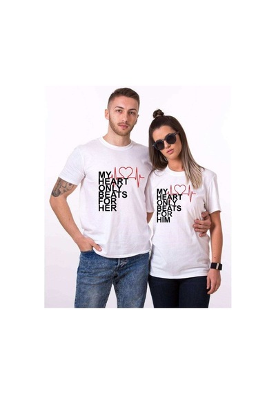 Tshirthane My Heart Sevgili Kombinleri Tshirt Kombini Beyaz