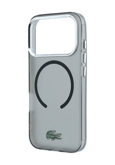 Apple Uyumlu iPhone 18 Pro Kılıf Lacoste Lisanslı M-safe Uyumlu Lake Timsah Logolu Iml Frosted Kapak Siyah